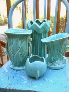 Vintage McCoy Pottery Vases in beautiful blues and greens. ~ Mary Walds ...