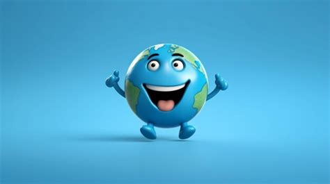 Premium AI Image | A close up of a cartoon earth character with a happy ...