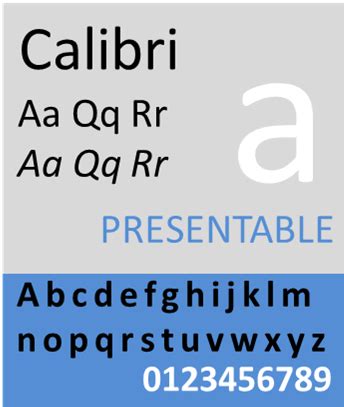 Calibri is a free and usable system font. See this specimen, sample for ...