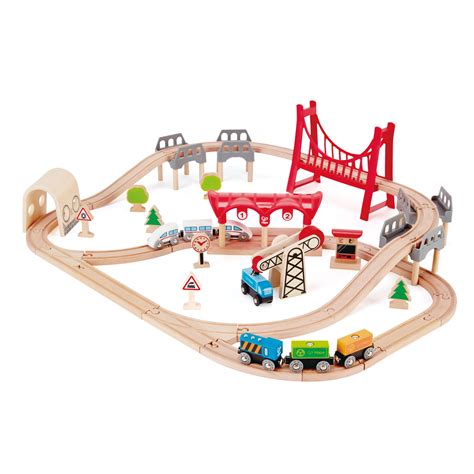 Hape E3712 Double Loop Railway Kids Wooden Train Play Set with Track ...