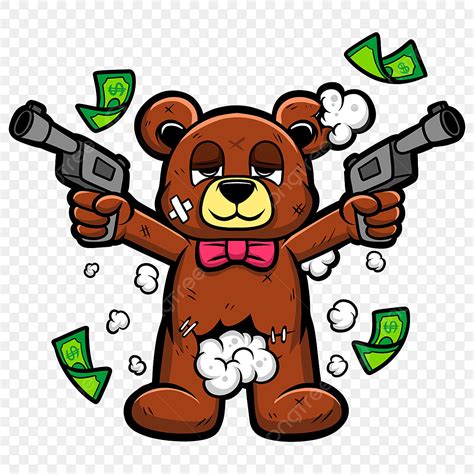 Gun Point Clipart Transparent Background, Bear Pointing Gun Cartoon ...