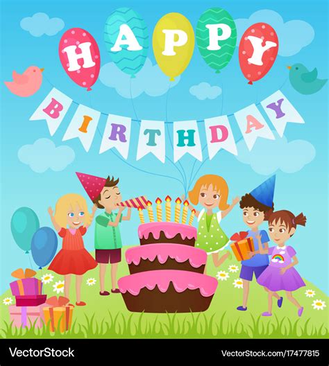 Birthday party for kids cartoon Royalty Free Vector Image