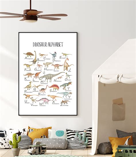 Dinosaur Alphabet ABC Poster Kids Children Learning Nursery - Etsy