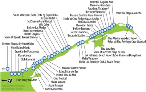 Map of Varadero, Cuba, resorts, Sunwing Vacations. | Reisetips