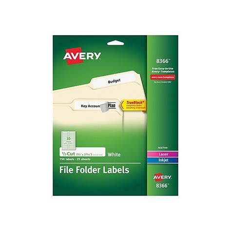 Avery Permanent File Folder Labels with TrueBlock, White, 750/Pack ...