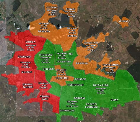 Harta zonelor seismice din Bucuresti pe cartiere