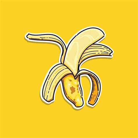 banana peeling illustration design vector in a yellow background ...