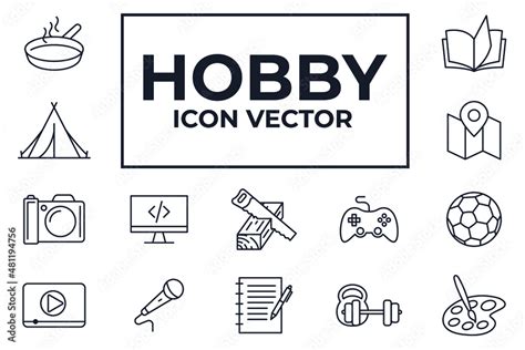 Set hobby icon. Hobbies for children or people at home and outdoors ...