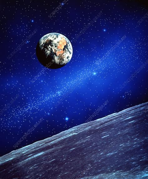 Earth from moon - Stock Image - E050/0277 - Science Photo Library