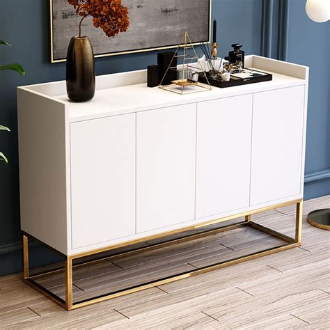 Modern 47" White Buffet Sideboard Kitchen Sideboard Cabinet with 4 ...