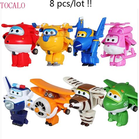 New 8PCS/Set Super Wings Mini Airplane ABS Robot Toys Action Figures ...