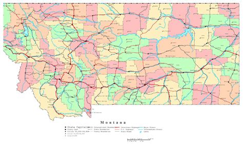 Road Map Of Montana With Cities