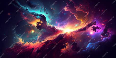 Premium Photo | A colorful galaxy wallpaper with a blue and orange ...