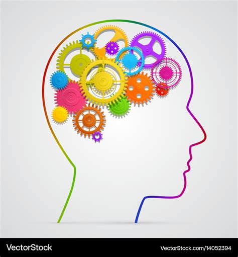 Head with gears in brain Royalty Free Vector Image