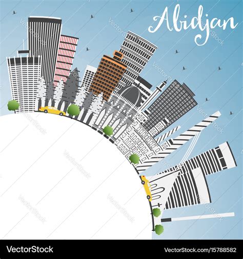 Abidjan skyline with gray buildings blue sky Vector Image