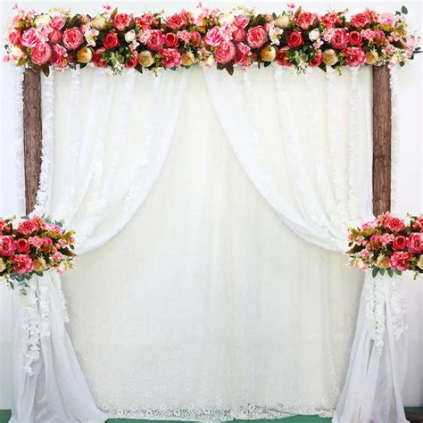 QF Flower Wall Wedding Silk Artificial Flowers Row For Wedding Backdrop ...