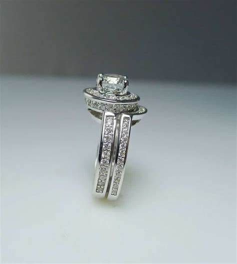 White Sapphire Wedding Set Sterling Silver Design