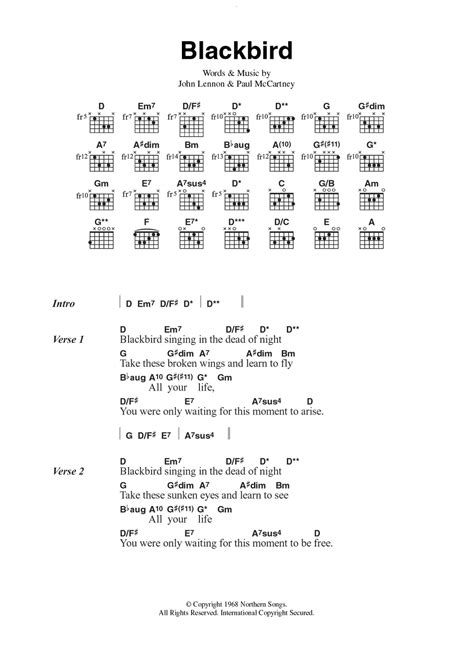 Blackbird by The Beatles - Guitar Chords/Lyrics - Guitar Instructor