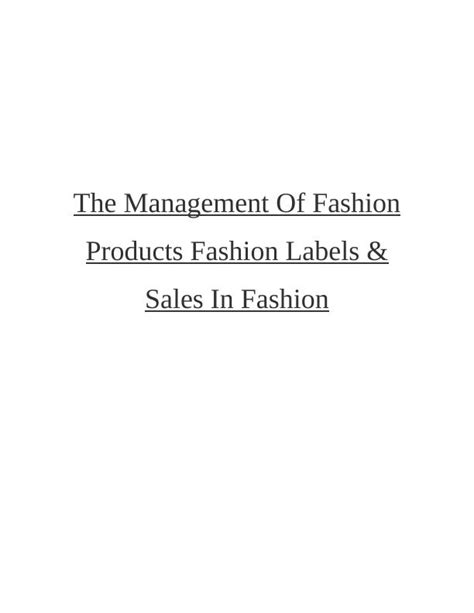 Effective Strategies for Fashion Product Management | Desklib