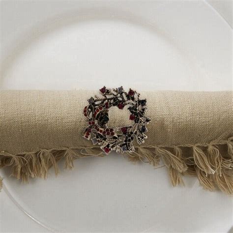 6Pcs Christmas Wreath Napkin Rings Metal Napkin Buckle Napkin Holder ...