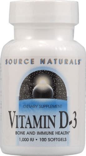 Source Naturals Vitamin D-3 Softgels 1000IU, 100 ct - Kroger