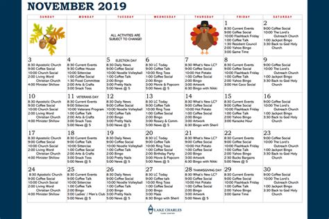 Lake Charles Care Center | November Activity Calendar