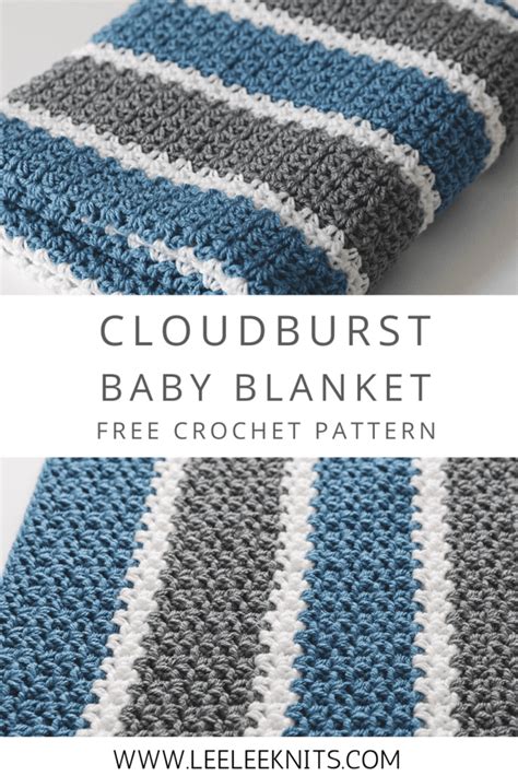 Cloudburst Striped Crochet Baby Blanket Pattern - Leelee Knits