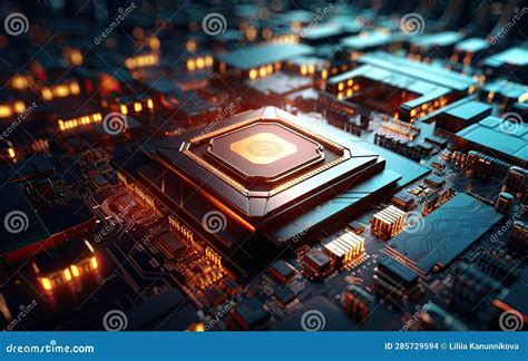 Shot of Generic Printed Circuit Board with Microchips and Other ...