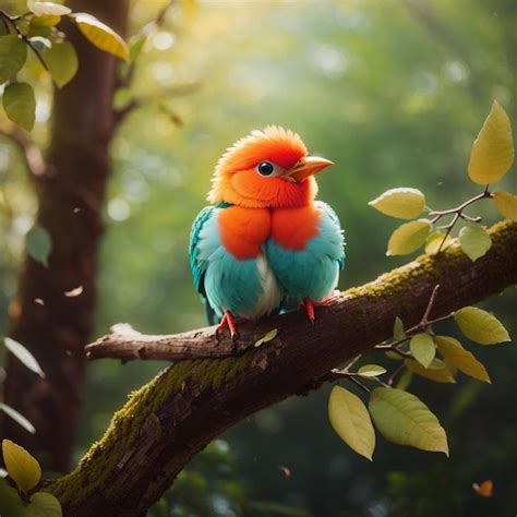 Premium AI Image | beautiful and cute bird setting on the tree at forest