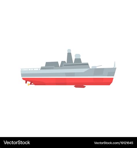 Cartoon military tanker navy warship with radars Vector Image