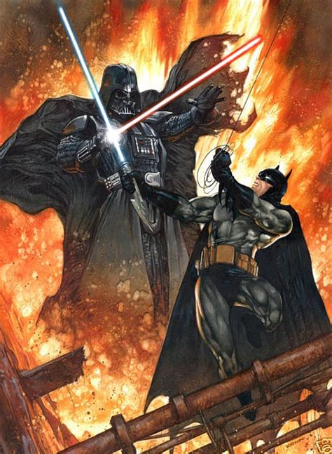 Batman VS. Darth Vader in Lightsaber Duel by Dave Dorman! Star Wars Vs ...