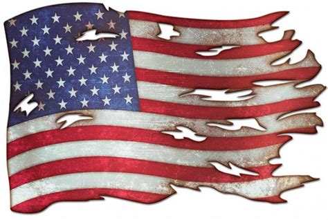 "WAR TORN AMERICAN FLAG" METAL WALL ART - Pin-Ups For Vets Store