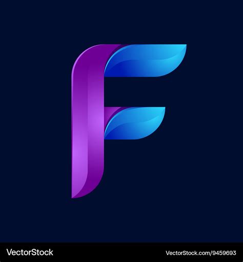 F letter volume blue and purple color logo design Vector Image