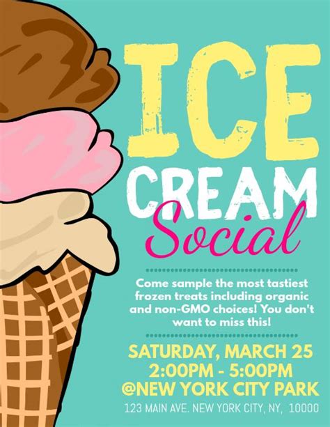 Ice Cream Social Invitation Free Template