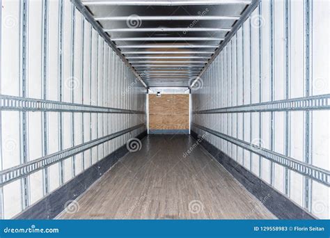 Interior View of Empty Semi Truck Dry Van Trailer Stock Image - Image ...