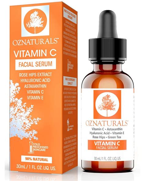 OZNaturals Vitamin C Serum For Face with Hyaluronic Acid - Anti Aging ...