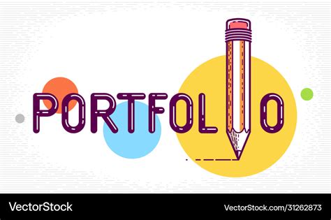 Portfolio word with pencil instead letter i Vector Image