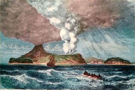 INDONESIA,SUNDA - KRAKATOA: ERUPTION of PERBUATAN -Engraving from 19th ...