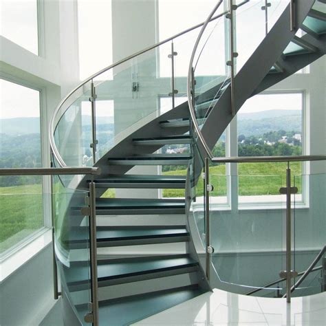 Curved Frameless Glass Balustrade Railing Staircases / Bespoke Helical ...