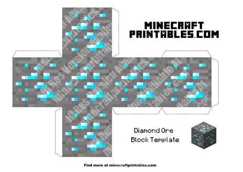 Diamond Ore - Printable Minecraft Diamond Ore Papercraft Template