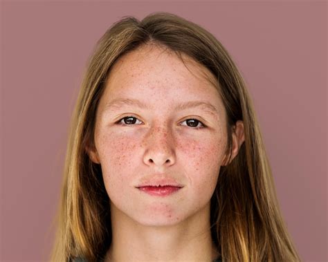 Free Photo | Freckled girl face portrait, natural beauty concept