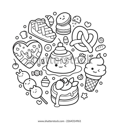 Sweet Desserts Hand Drawn Doodle Elements Stock Vector (Royalty Free ...