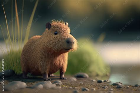 Capybara, Grasslands, Habitat, Animal, Nature, Generative AI Stock ...