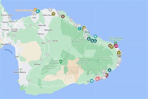 Road to Hana map with stops (google maps) hikes, food, beaches, scenic ...