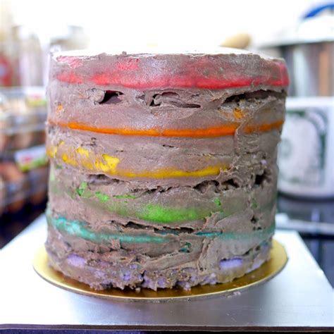 yellowfingers: Rainbow Oreo Cheese Cake with Ombre Blue Fondant Ruffles