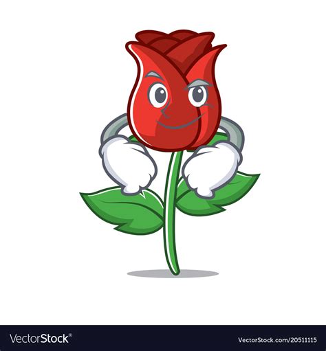 Smirking red rose character cartoon Royalty Free Vector