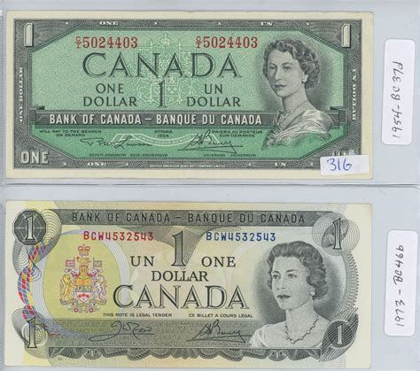 1954 & 1973 CANADIAN ONE DOLLAR BILLS - Schmalz Auctions