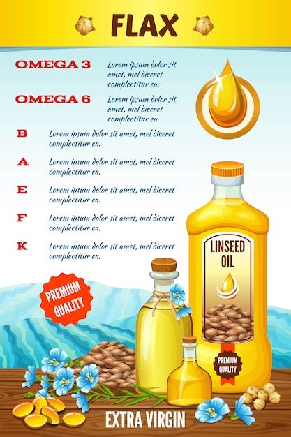 Premium Vector | Infographic linseed oil, benefits flax.