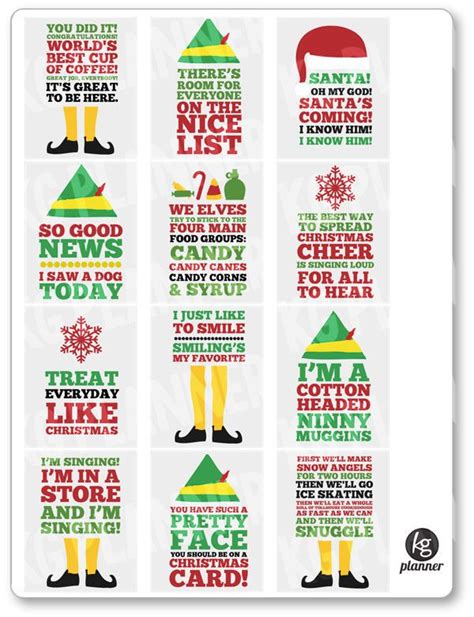 Elf Movie Quotes | Elf quotes, Full box planner stickers, Planner stickers