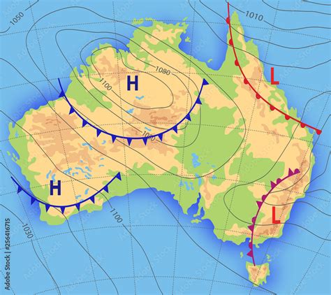 Weather forecast. Meteorological weather map of the AUSTRALIA ...